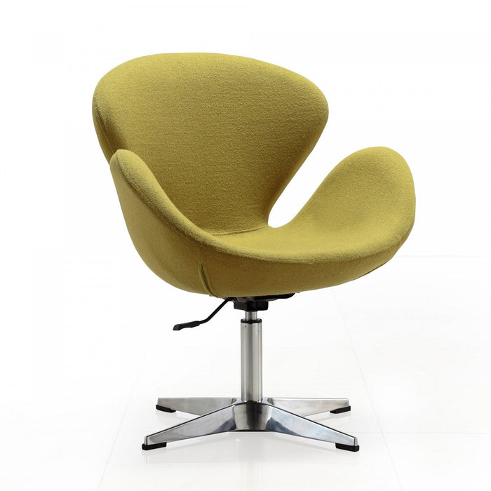 Raspberry Modern Upholstered Swivel Lounge Chair in Green - Set of 2 Accent Chair 