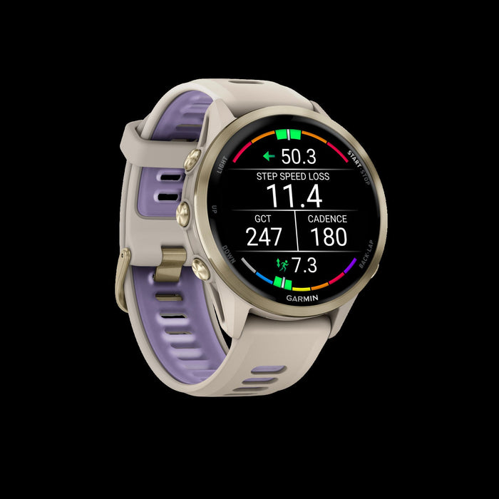Garmin Forerunner 970 Smartwatch 47mm, Amoled, Soft Gold Titanium, French Gray/indigo, Gps Running Tracker, 15-day Battery