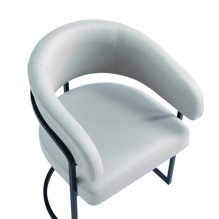 Augusta Modern Metal Vegan Leather Dining Chair in Light Gray - Set of 6 