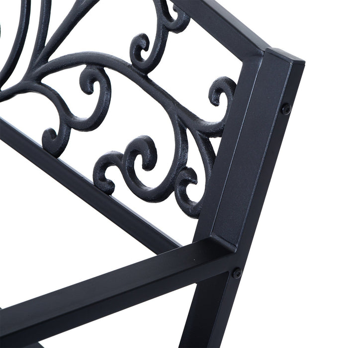 Outsunny 50" Garden Bench, Patio Porch Decorative Chair, Black