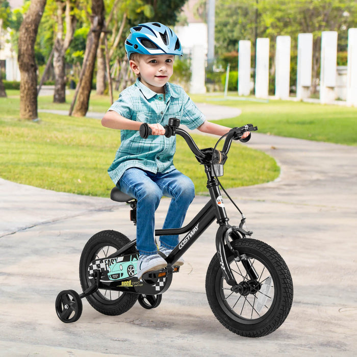 Costway 12" Kids Training Bike With Removable Training Wheels Pneumatic Tires Black
