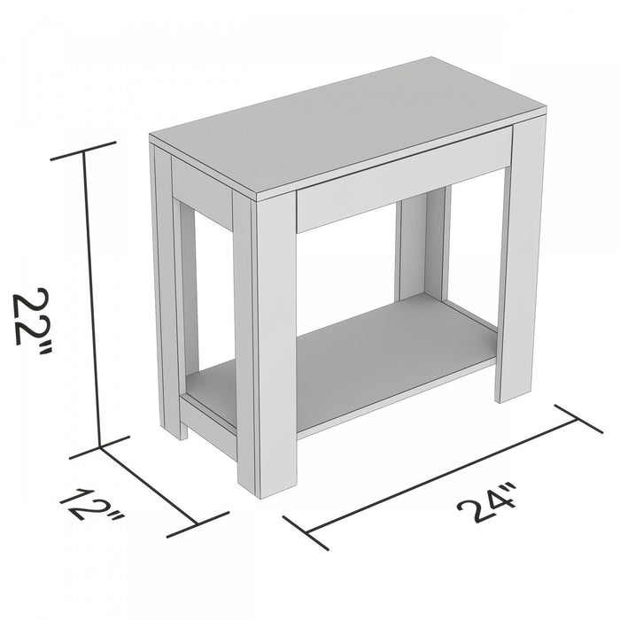 24” Classic Narrow Accent Table With Hidden Storage and Lower Shelf - Brown Reclaimed Wood 