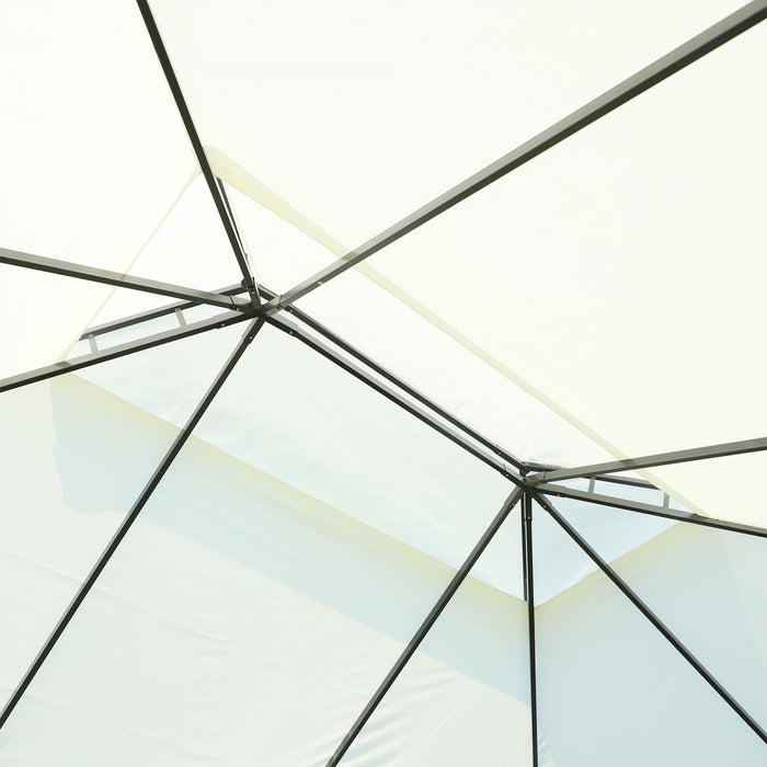 Outsunny 13' X 10' Outdoor Patio Gazebo Canopy With 2-tier Polyester Roof, Vented Mesh Sidewall & St