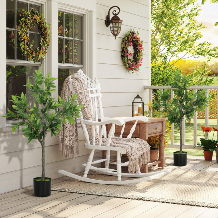 HOMCOM Set of 2 Fake Plants with 345 Leaves, Lifelike Laurel Trees, Green