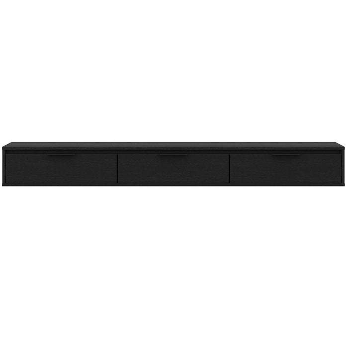 Nordika Slim 72\" Wall-Mounted TV Stand with 3 Storage Cabinets - Black 