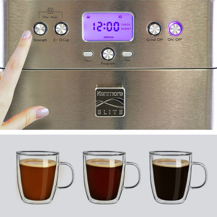 Kenmore Elite Grind & Brew Coffee Maker Stainless Steel - KKECMGBSS