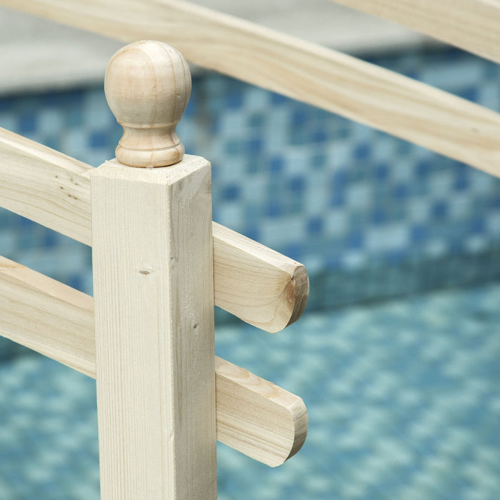 Outsunny 7.5' Fir Wood Garden Bridge Arc Walkway With Side Railings, Perfect For Backyards, Gardens,