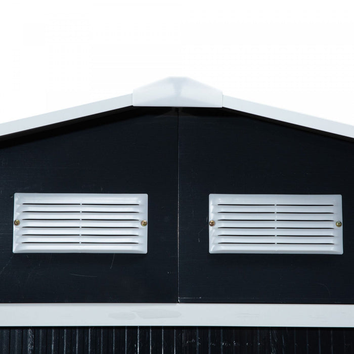 Outsunny 9' X 6' Garden Storage Shed With Floor Foundation, Metal Tool Storage House With Double Doo