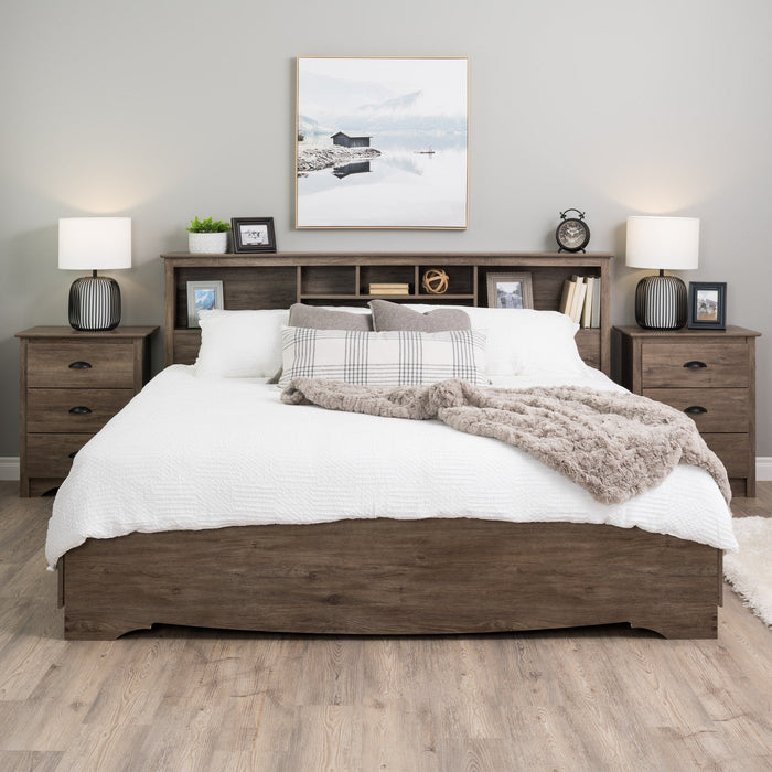 King Bookcase Headboard - Drifted Grey