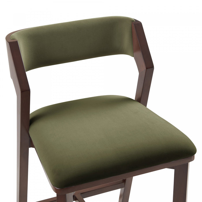 Patricia Modern Wood Upholstered Counter Stool in Turtle Green Bar Stool 