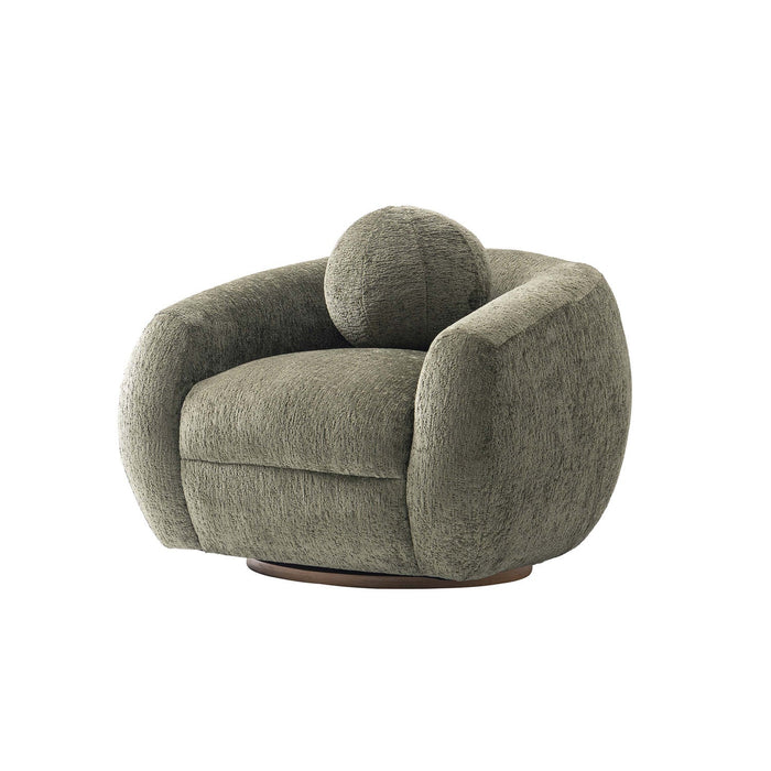 Tribeca Mid-Century Modern Chenille Lounge Chair in Olive Green 