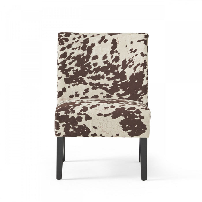 Oliver Linen-look Fabric Accent Chair Set Of 2 With Rubberwood Legs - Brown and White 