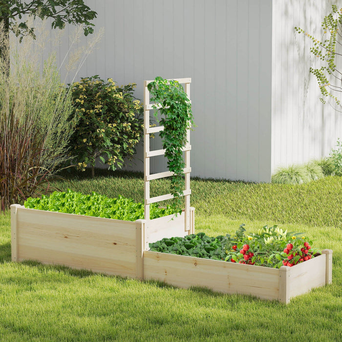Costway 87" Raised Garden Bed With Trellis 2 Planter Boxes Open-ended Base For Patio