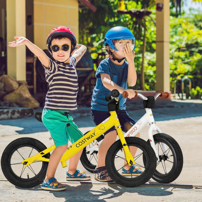 Costway 12 Inch Toddler Balance Bike No Pedal Training Bicycle With Inflatable Rubber Tires White