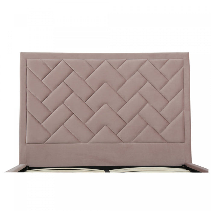 Crosby Modern Upholstered Velvet Queen Bed in Blush 