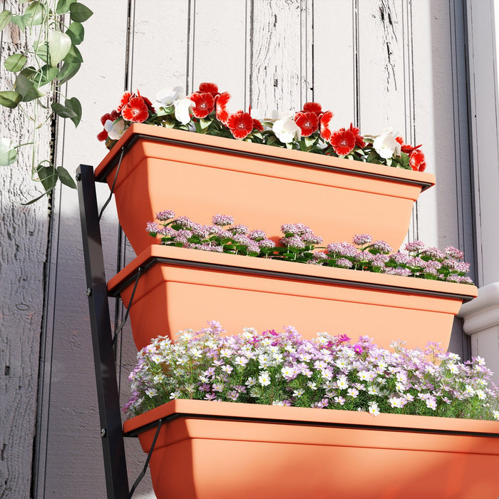 Outsunny 5-Tier Raised Garden Bed Plant Flower Pots w/ Leaking Holes Red