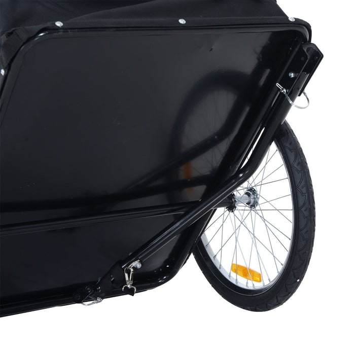 Homcom Bike Cargo Trailer Bicycle Luggage Carrier Cart With Cover White Black