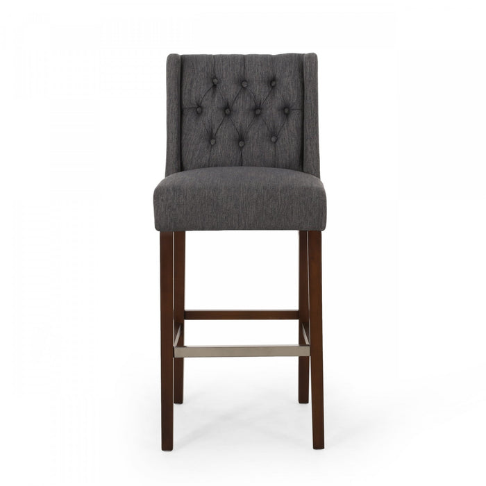 Bruce 30.5\" Counter Height Bar Stools Set Of 2 With Metal Legs And Fabric Upholstery - Charcoal Grey 