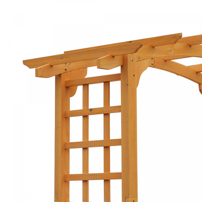 Outsunny 7.5ft Wood Garden Arch Trellis, Outdoor Walkway Round Pergola Style Arbor For Decorative Cl
