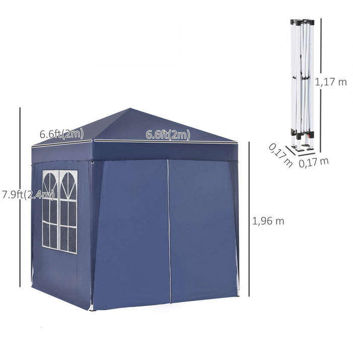 Outsunny 6.6'x6.6' Pop Up Gazebo Canopy Tent With Sidewalls, Instant Sun Shelter, With Carry Bag, Fo