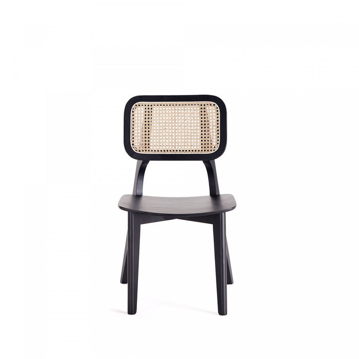 Versailles Industry Chic Wood Dining Chair in Black and Natural - Set of 4 