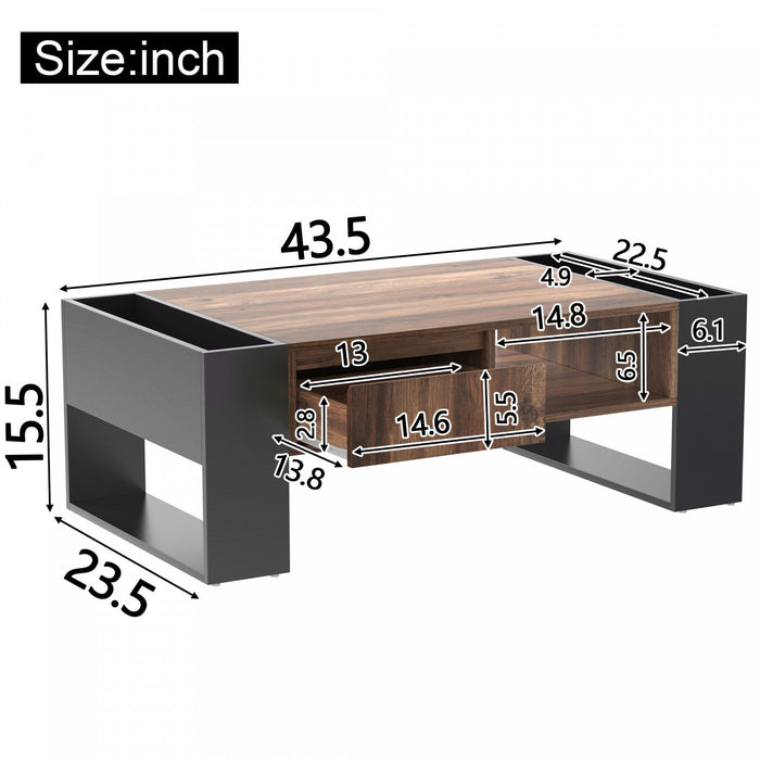 Kay Coffee Table With Handleless Drawer And Double Storage,grey 