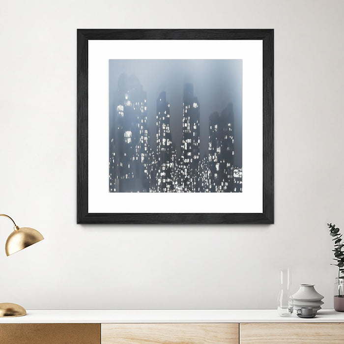 \"Dark City\" Matted and Framed Black 36x36 Wall Art
