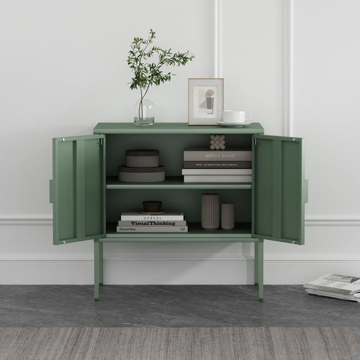 Ava Modern 24\" Metal Accent Cabinet in Sage Green 