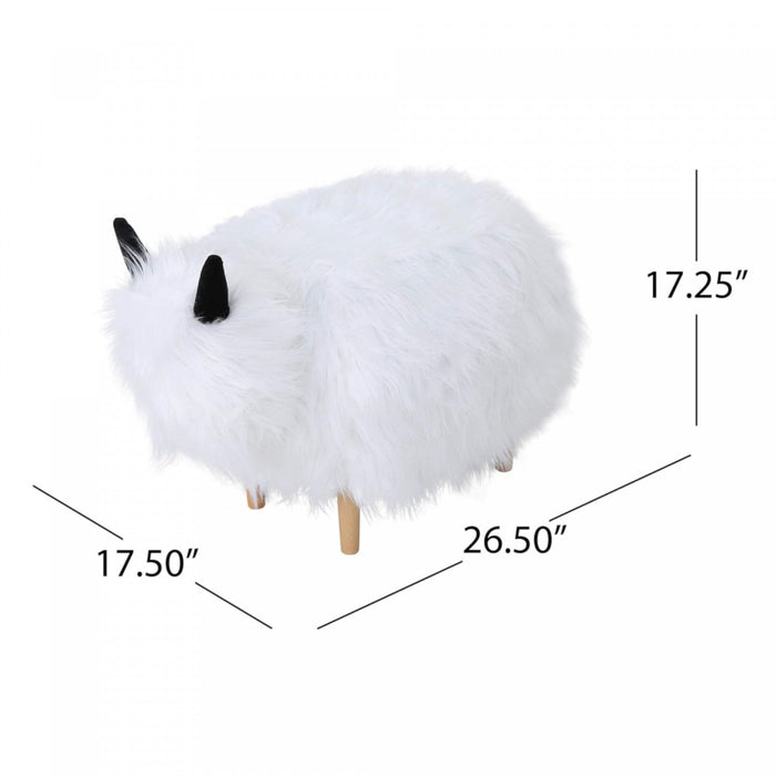 Julius Upholstered Wood Yak Footstool Ottoman - White 