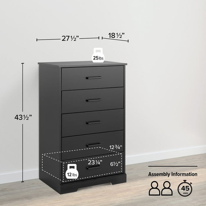 Prepac Rustic Ridge 27.5\" 5-Drawer Chest - Black
