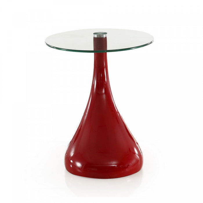 Lava Modern Glass Top End Table in Red 