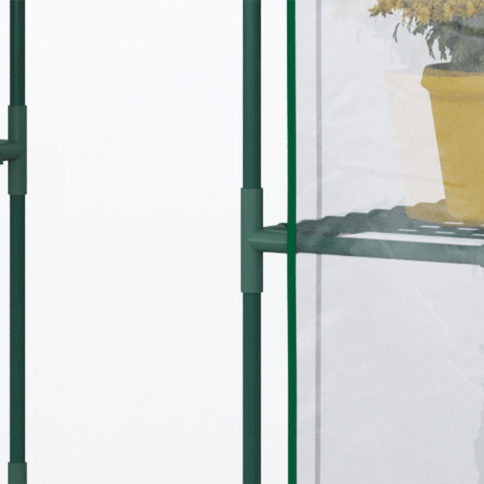 Outsunny 3-tier Mini Greenhouse, Walk-in Greenhouse, Garden Hot House With 4 Shelves, Roll-up Door A