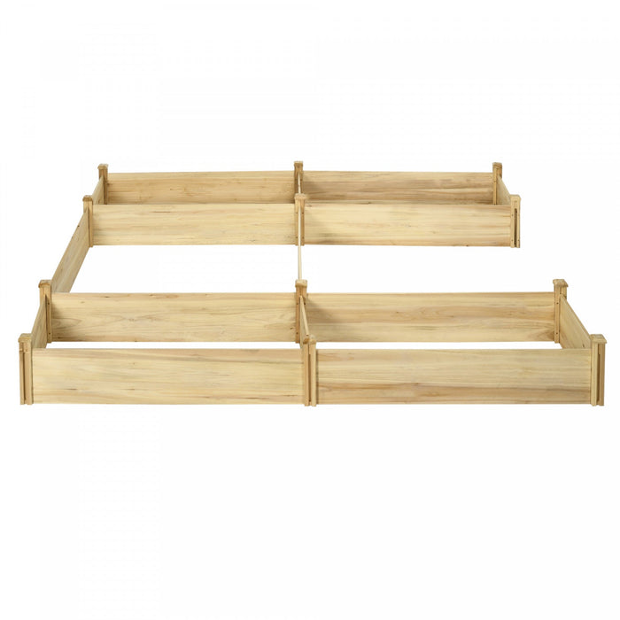 Outsunny Diy Five-box Raised Garden Bed, Wooden Planters For Outdoor Plants, Vegetables, Flowers, He