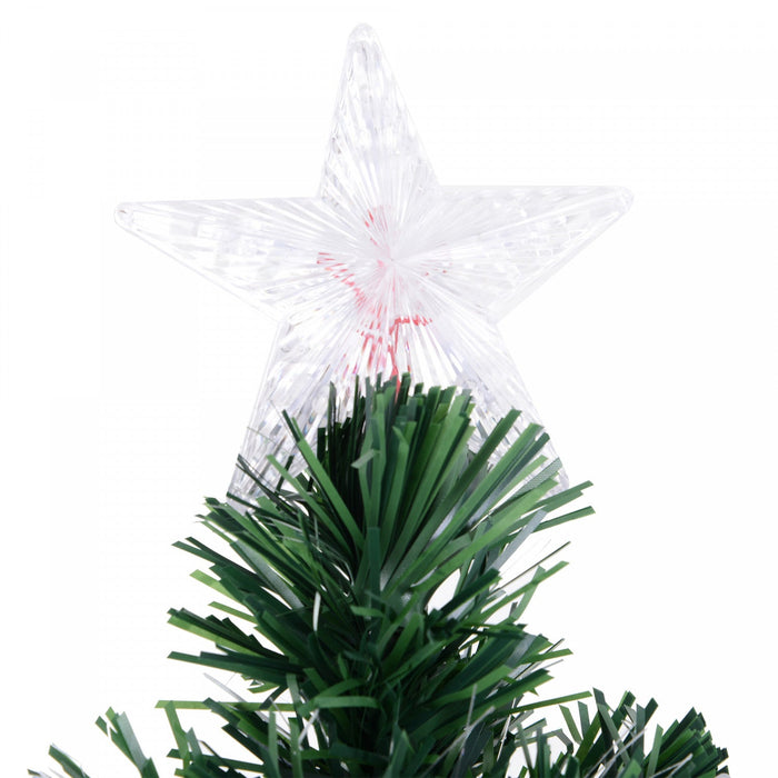 Homcom 6ft Pre-lit Optical Fiber Artificial Christmas Tree With 230 Led Lights And Branches