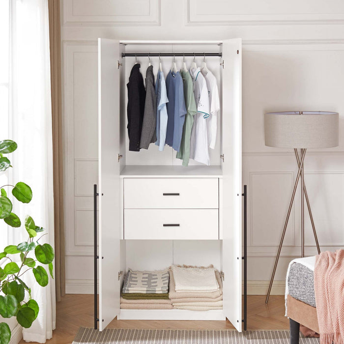 Lee Modern 32\" Wardrobe Closet in White Armoire 