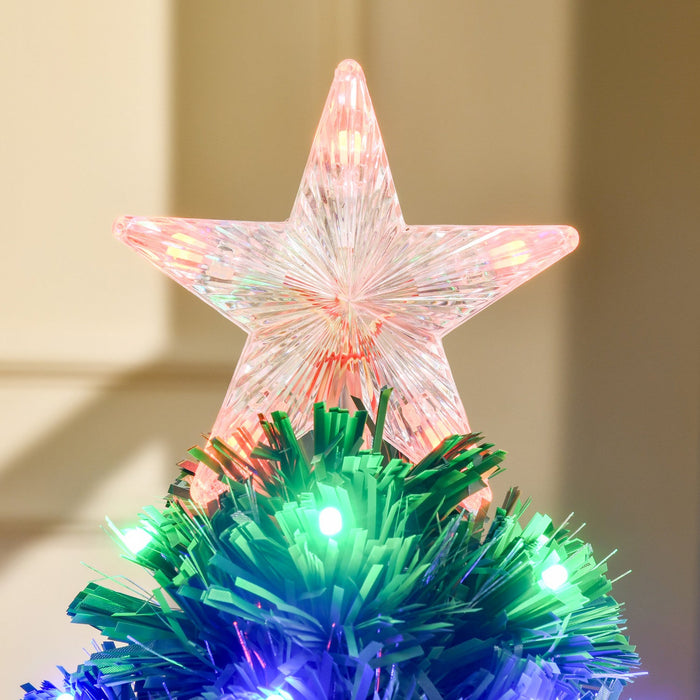 Homcom 3ft Pre-lit Fiber Optic Artificial Christmas Tree With 90 Led Lights And Branch Tips