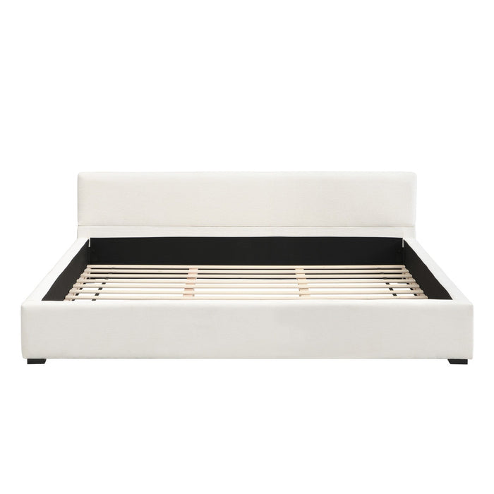 Charlotte Elegant Wide-edge Upholstered Bed,Queen Size, Beige Queen Bed  