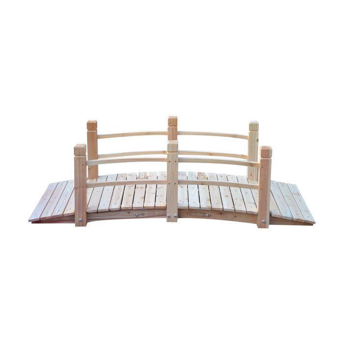 Outsunny 5ft Wood Garden Bridge Outdoor Decorative Landscape Side Rails Backyard Moon Bridge Park De