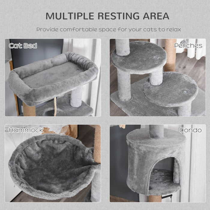 Pawhut Cat Tree, 47 Inches Multi-level Cat Tower With Scratching Post, Hammock, Cat Condo, Perch, To