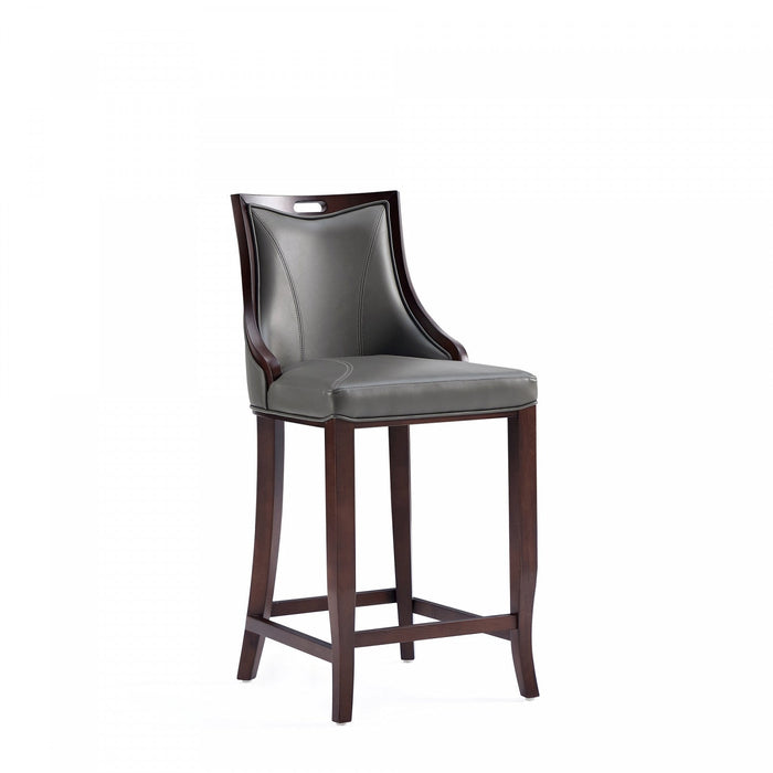 Emperor Traditional Wood Upholstered Barstool in Graphite - Set of 2 