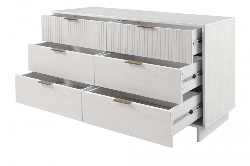 Granville Modern 55\" Dresser in White (6-Drawer) 