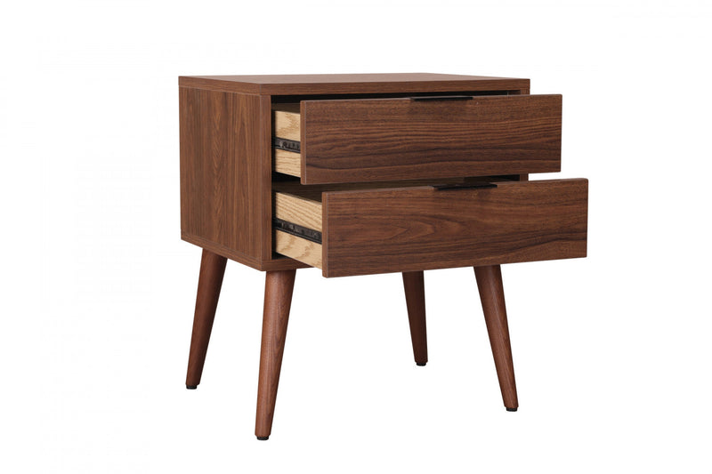 Flashby Nightstand With 2 Drawers - Faux Walnut 