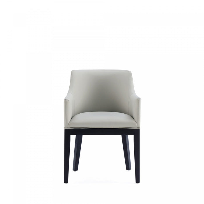 Gansevoort Modern Wood Vegan Leather Armchair in Stone Gray - Set of 2 Dining Chair 