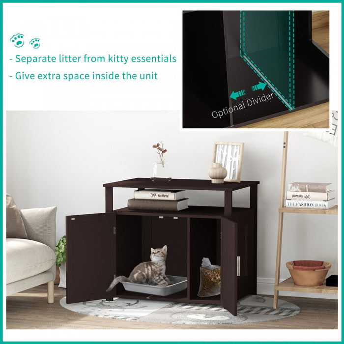 Pawhut Litter Box Enclosure Cat Washroom Kitten House Furniture Nightstand End Table Hideaway Cabine