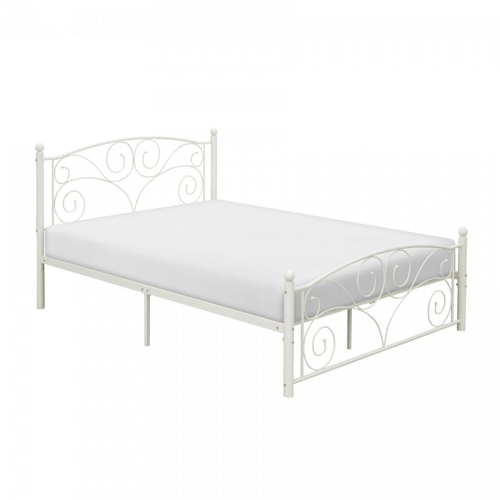 Avaly Full Bed, White Metal 