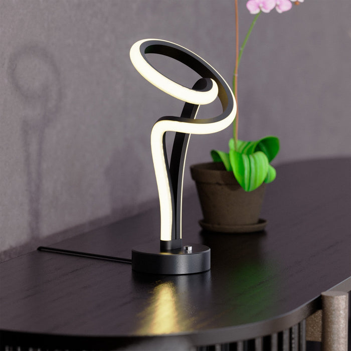 11\" Matte Black and Rose Gold Loop Design LED Table Lamp 