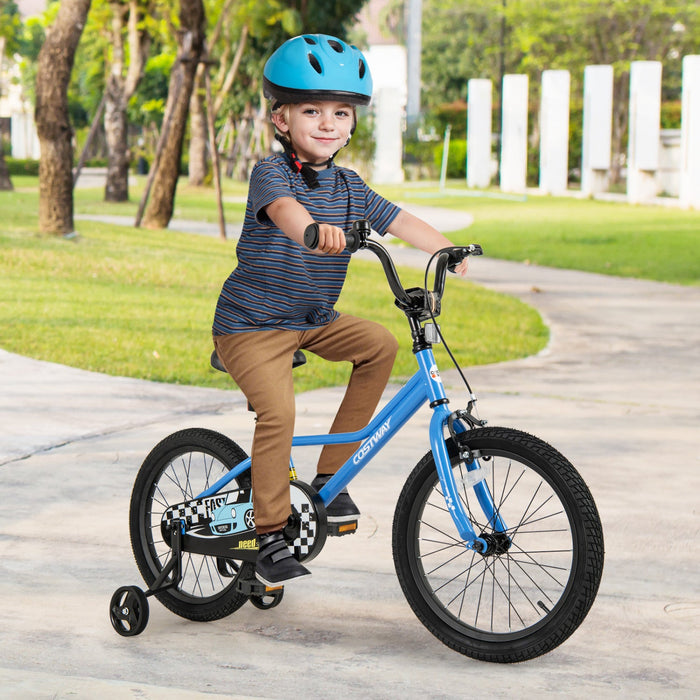 Costway 18" Kids Training Bike With Removable Training Wheels Pneumatic Tires Navy
