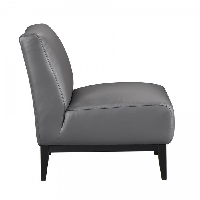 Murdock Accent Chair Dark Grey Leather 