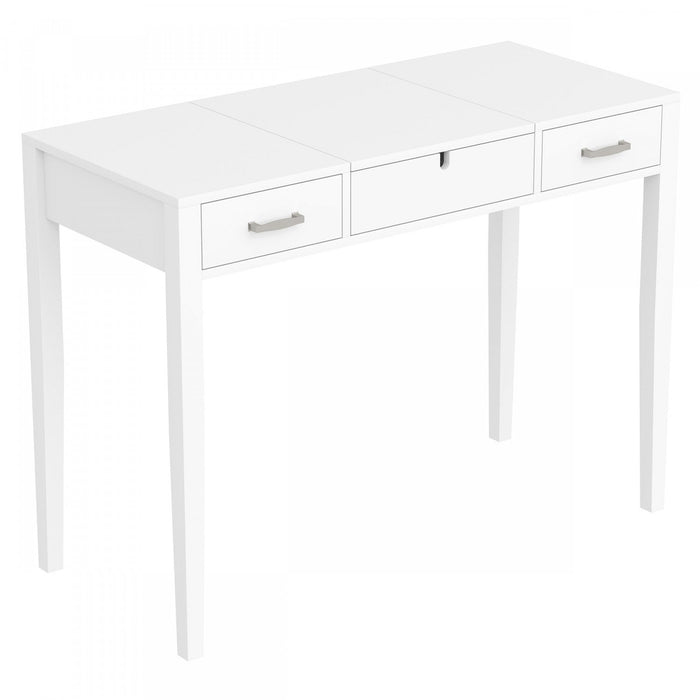 40” Console Table With 2 Drawers And 1 Foldable Mirror - White 