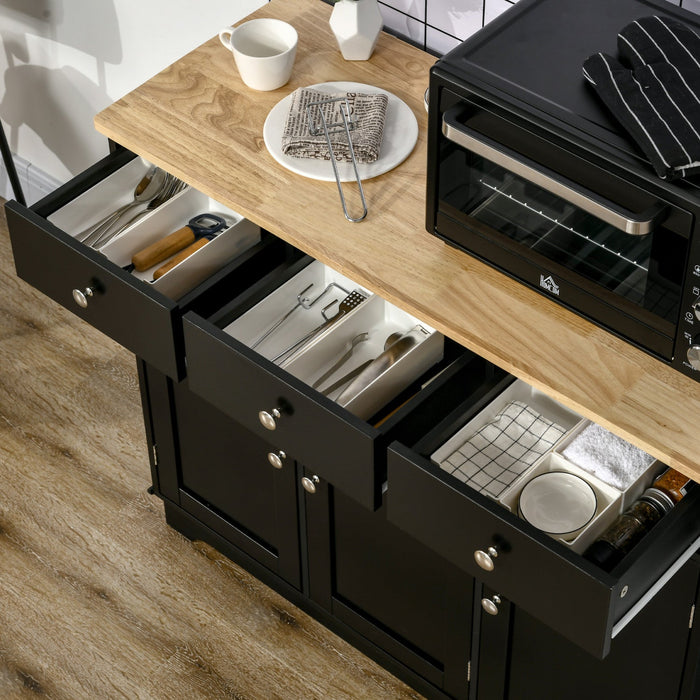 HOMCOM Coffee Bar Cabine, Kitchen Cabinet with Drawers, Black